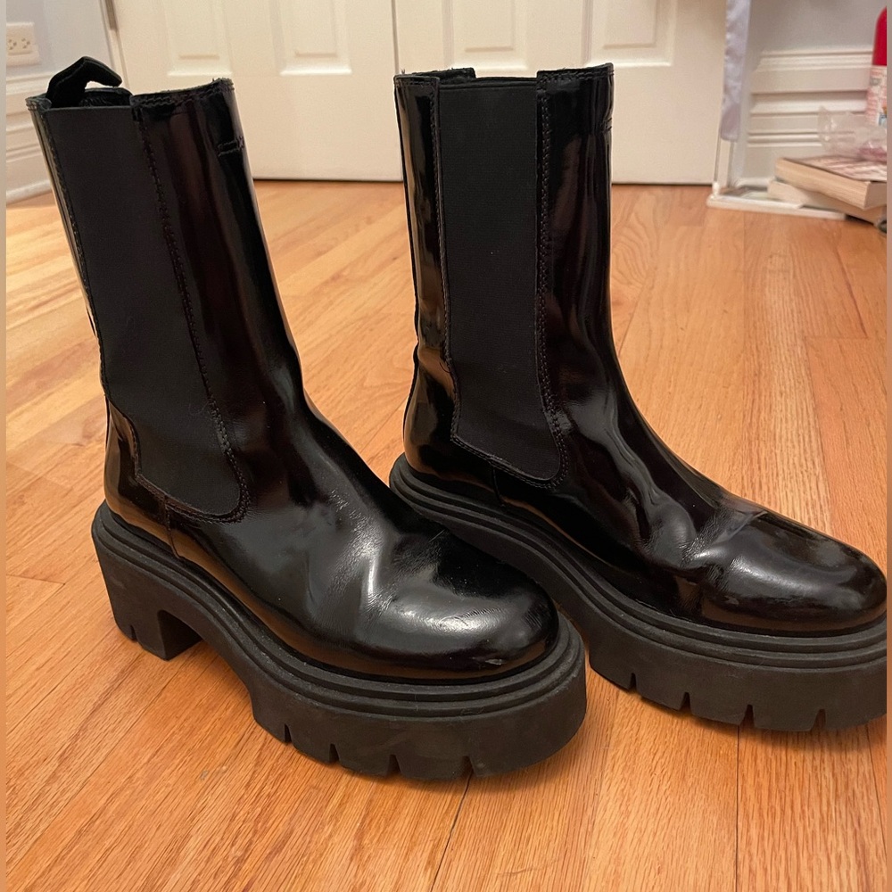 Real Leather Platform black boots